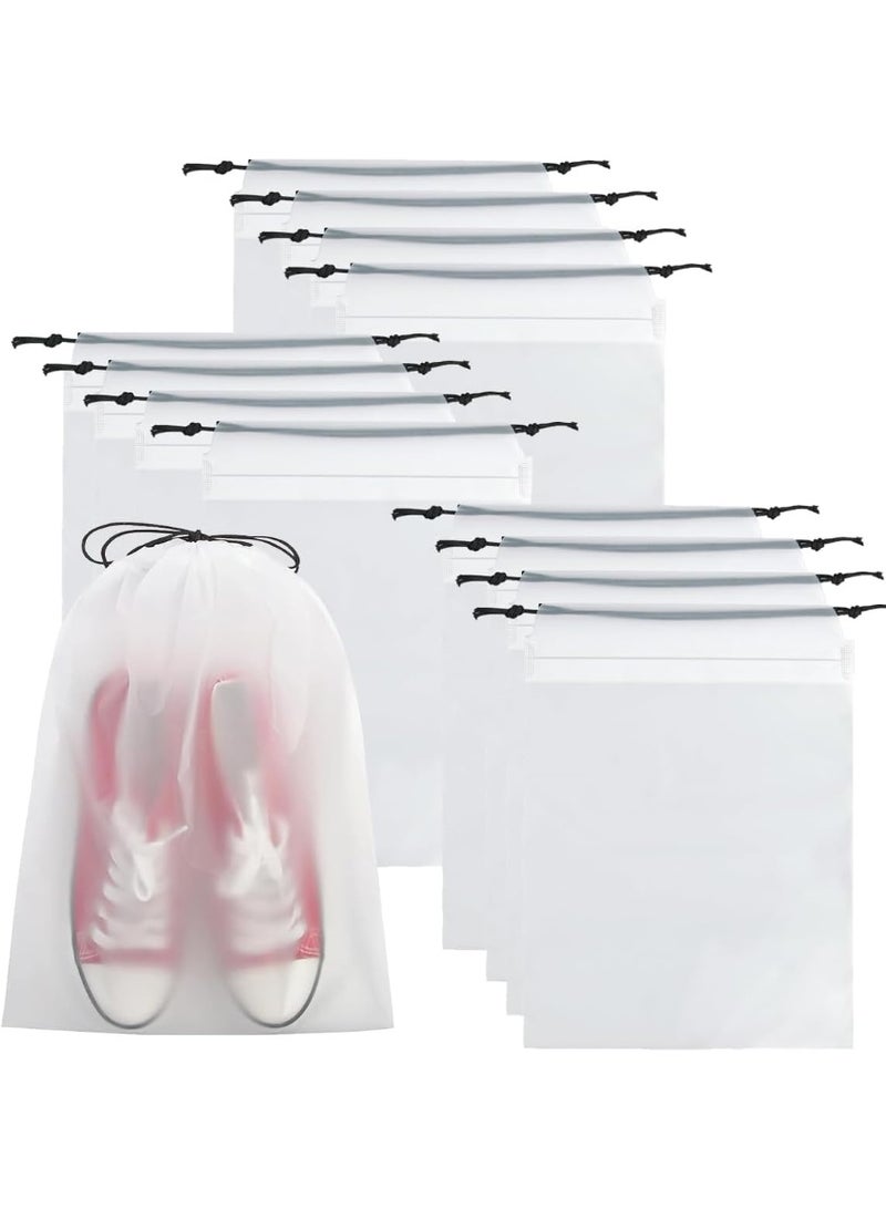 CLENEA 12PCS Shoe Bags for Travel, Transparent Shoe Organizers Pouch with Rope, Portable Drawstring Shoe Bags, Waterproof Space Saving Storage Bags - Image 1